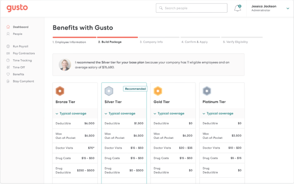 Gusto plan selection