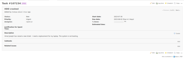 Redmine ticket