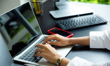 typing laptop